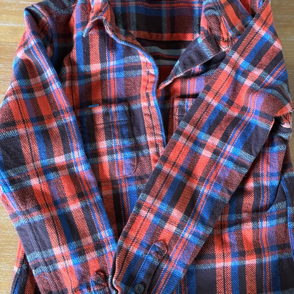 Red and Blue Plaid Flannel Shirt